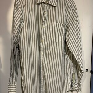Banana Republic Gray and White Striped Shirt